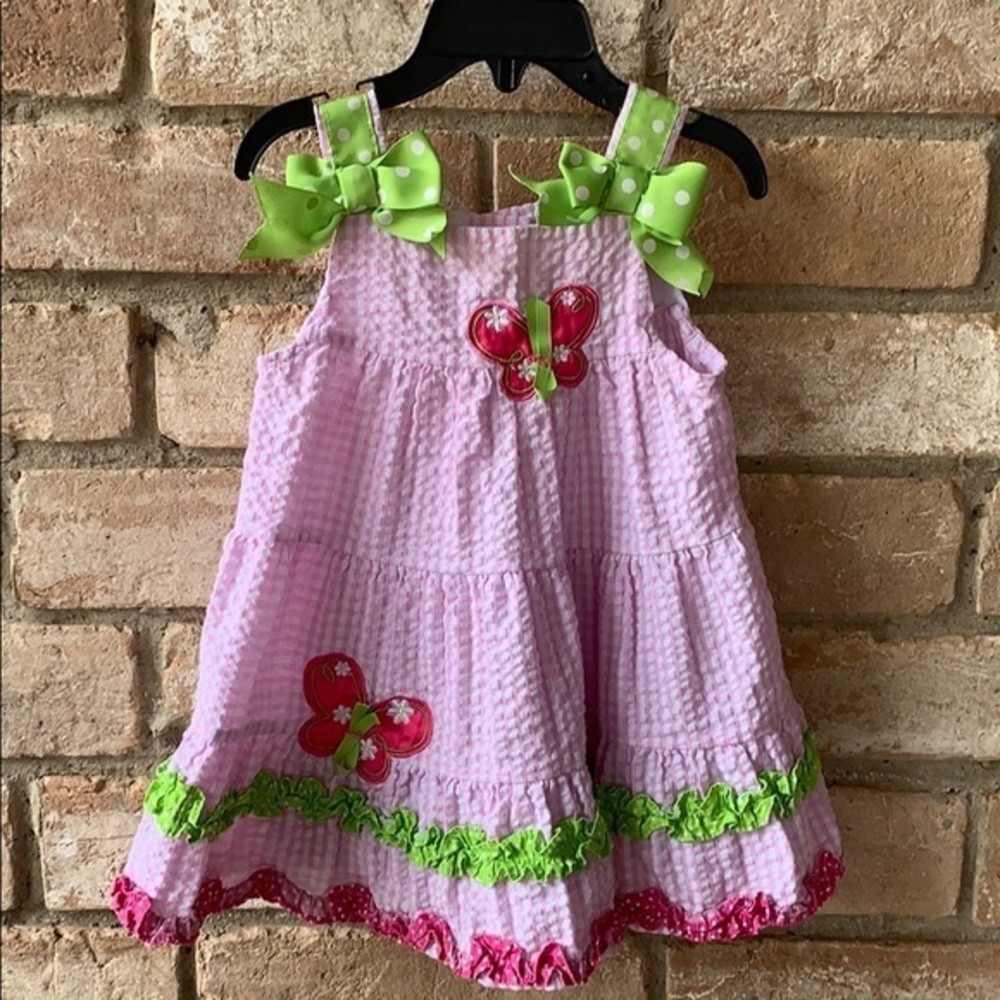 Rare Editions pink butterfly dress